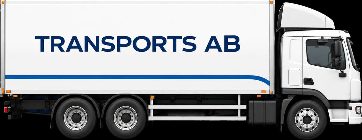 Camion porteur Transports AB blanc à trois essieux, vu de côté